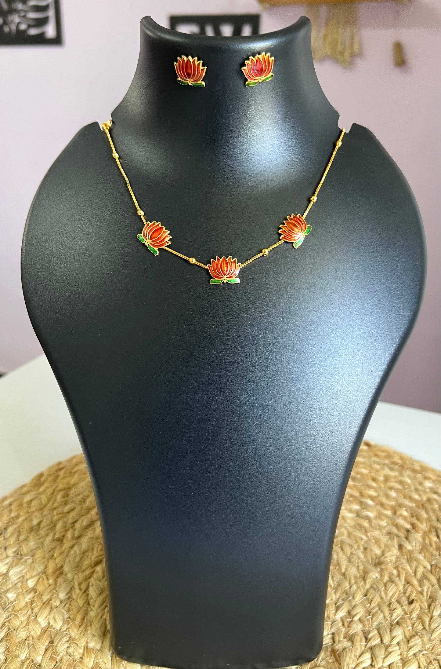 Lotus Elegance Choker Set - Copper