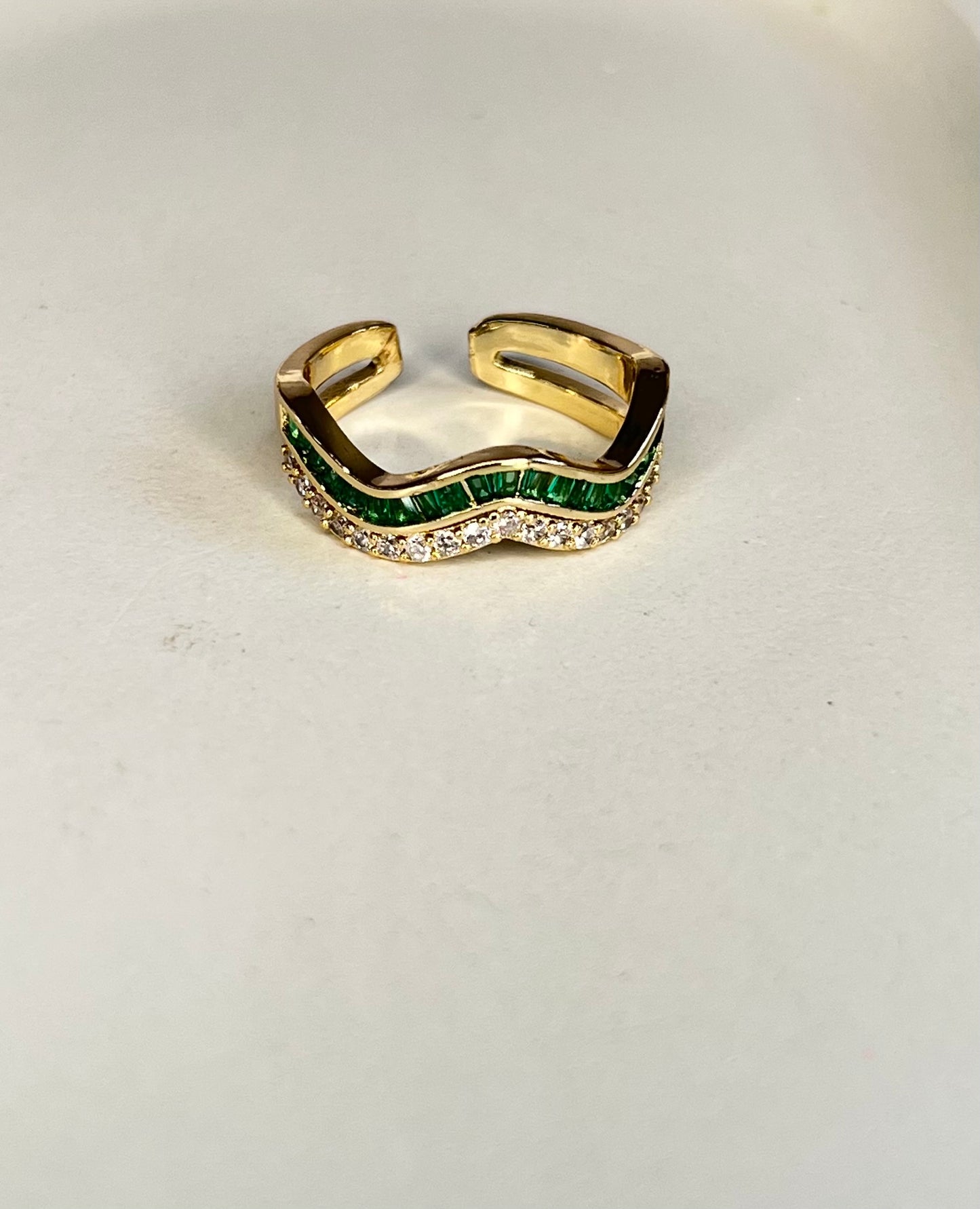 Green Whisper Ring - Anti - Tarnish & Adjustable