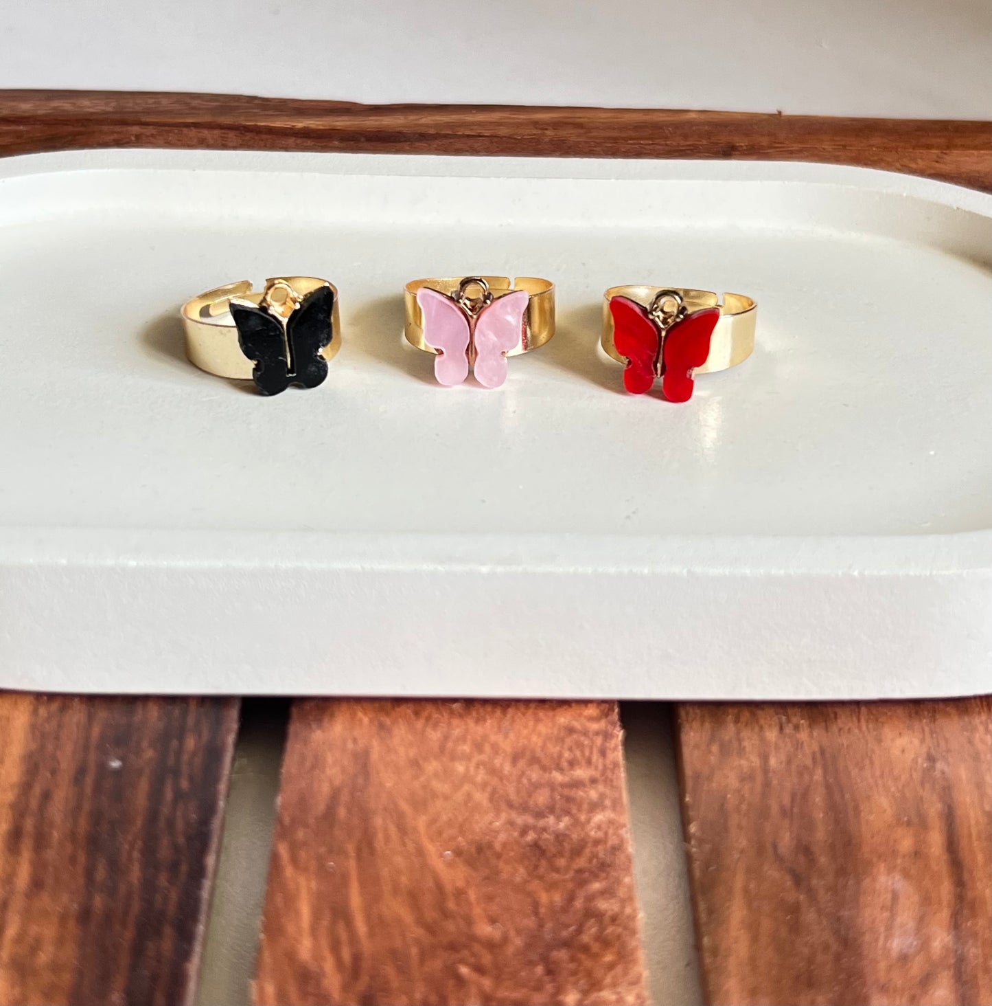 Aesthetic Butterfly Adjustable Finger Rings - Set of 3