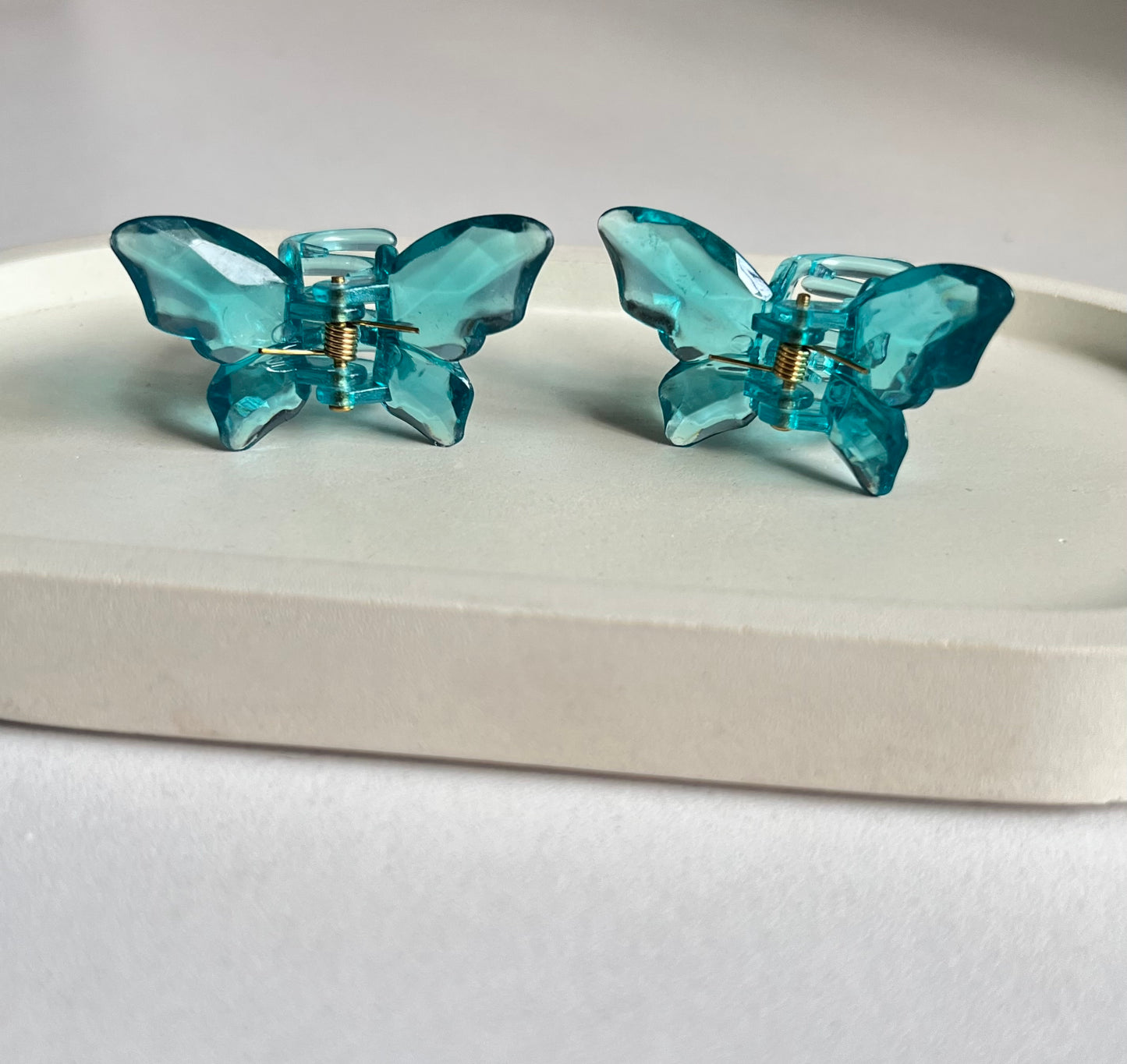 Twin Wings Mini Butterfly Hair Clips (2 Pieces) - Teal Blue