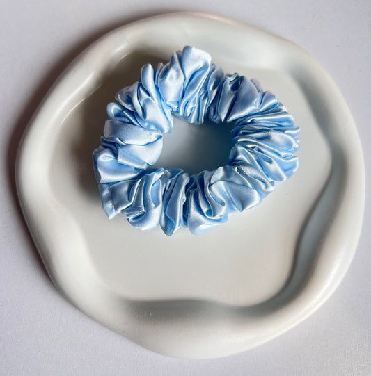 Soft Touch Elegance Satin Scrunchies - Light Blue