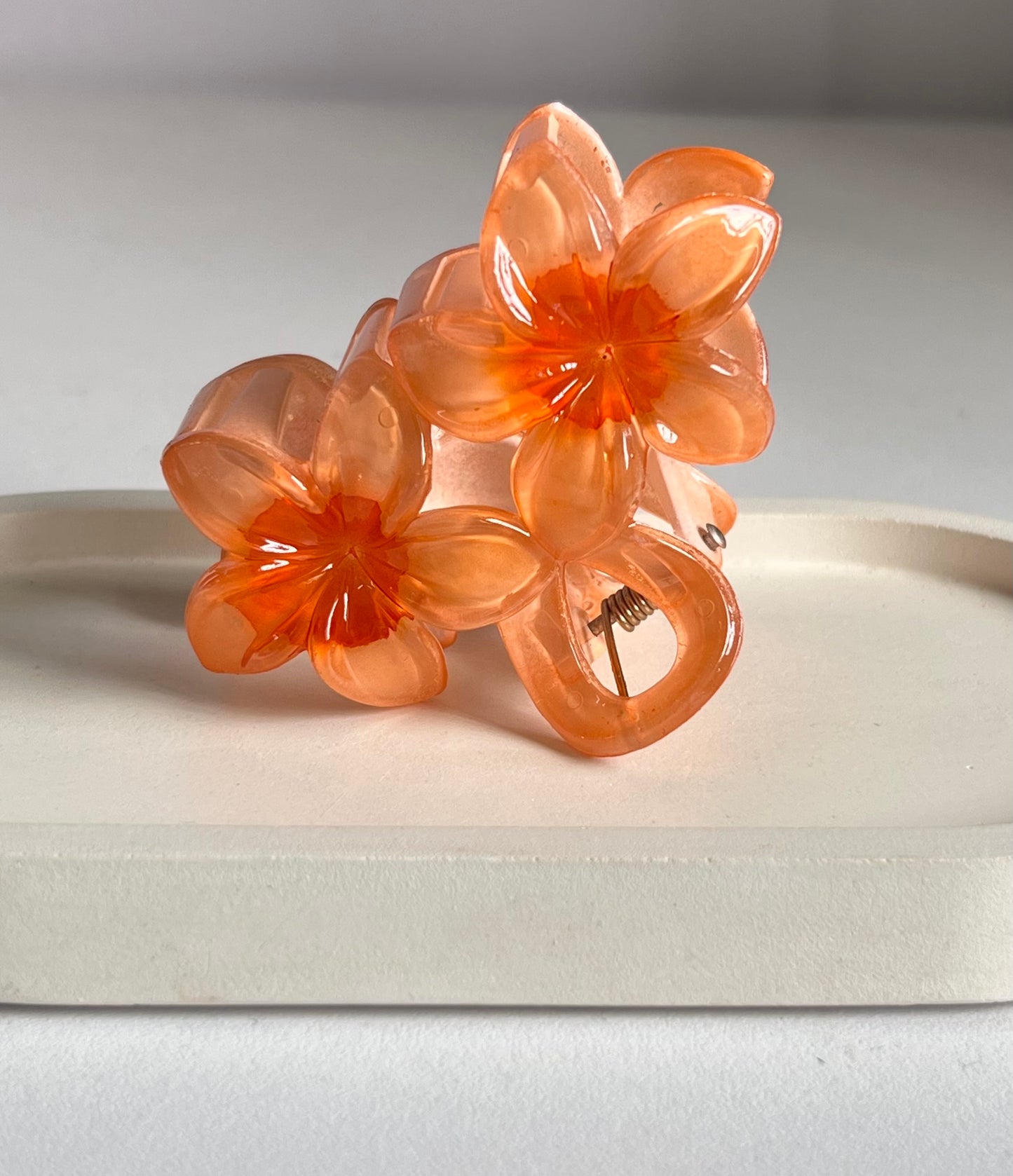 Double Bloom Medium Claw Clip - Orange