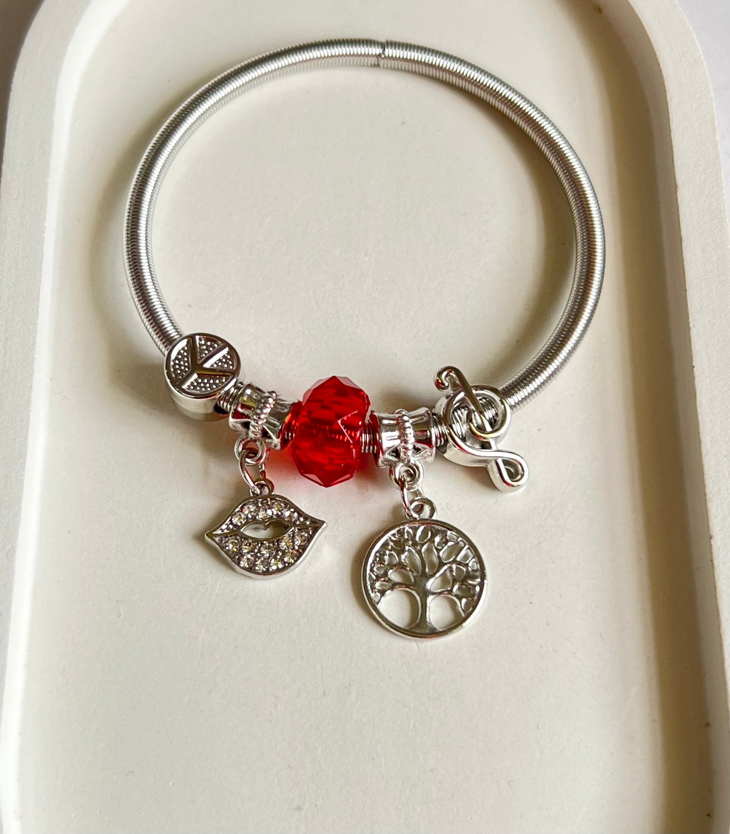 Ruby Vibes Pandora Style Charm Bracelet