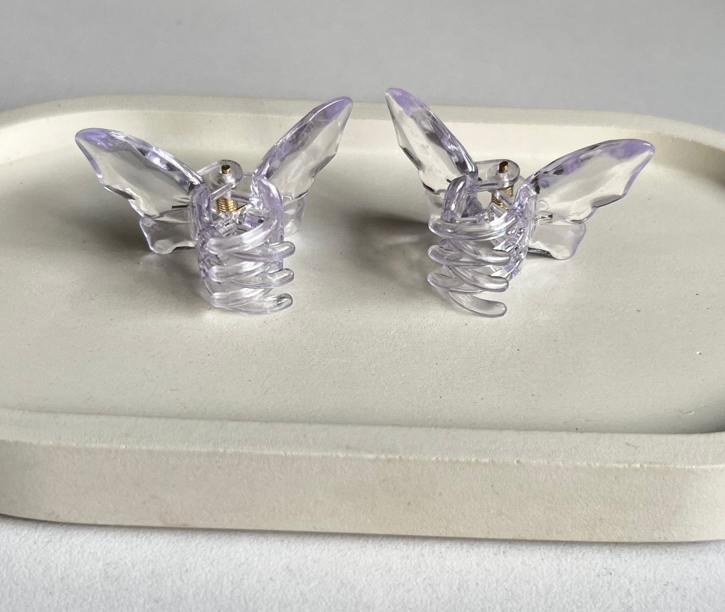 Twin Wings Mini Butterfly Hair Clips (2 Pieces) - Clear Violet