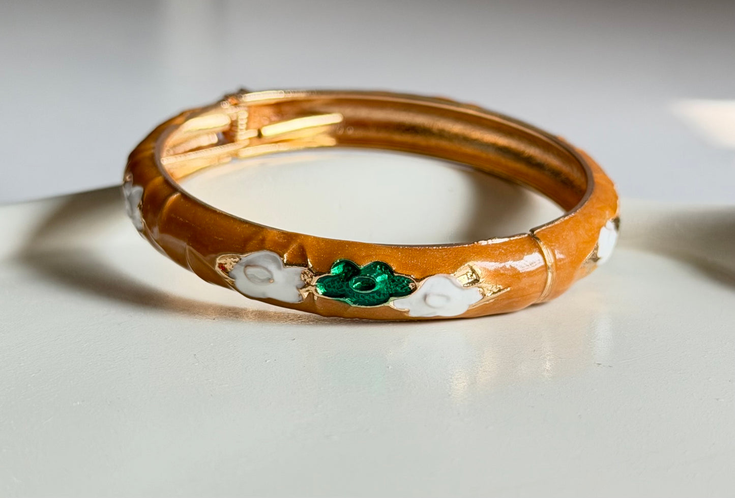 AuraCurve Enamel Bangle Bracelet - Beige