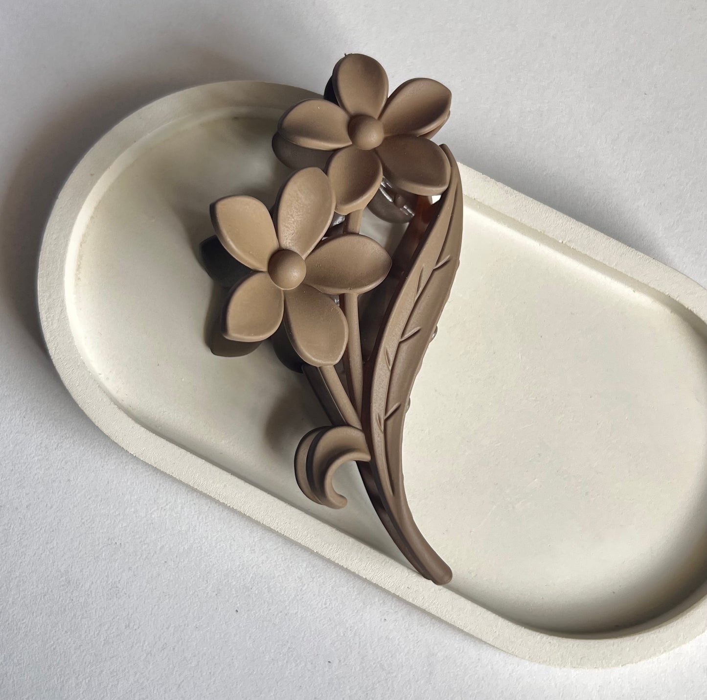 Floral Duo Hair Clip - Light Brown