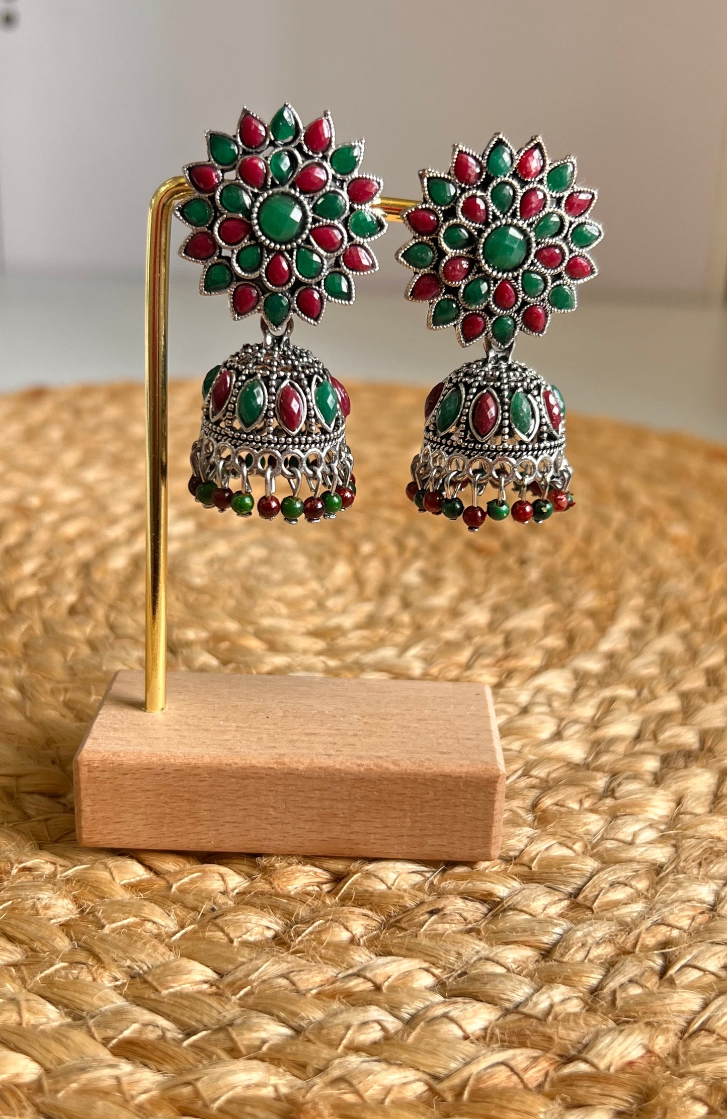 FolkFusion Oxidised Jumka Earrings
