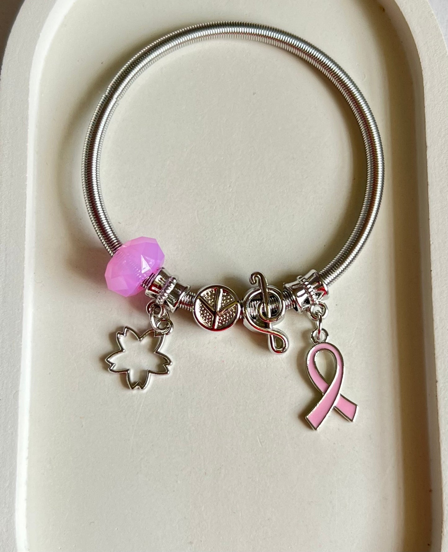 Feminine Pink Pandora Style Charm Bracelet
