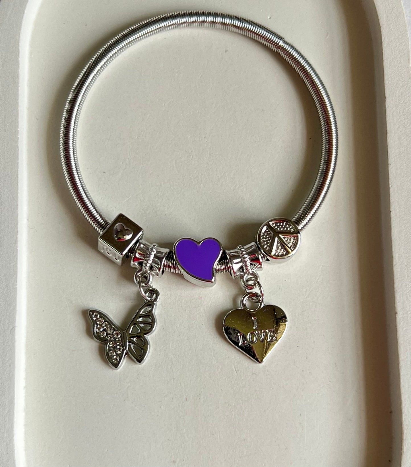 Fluttering Love Pandora Style Charm Bracelet