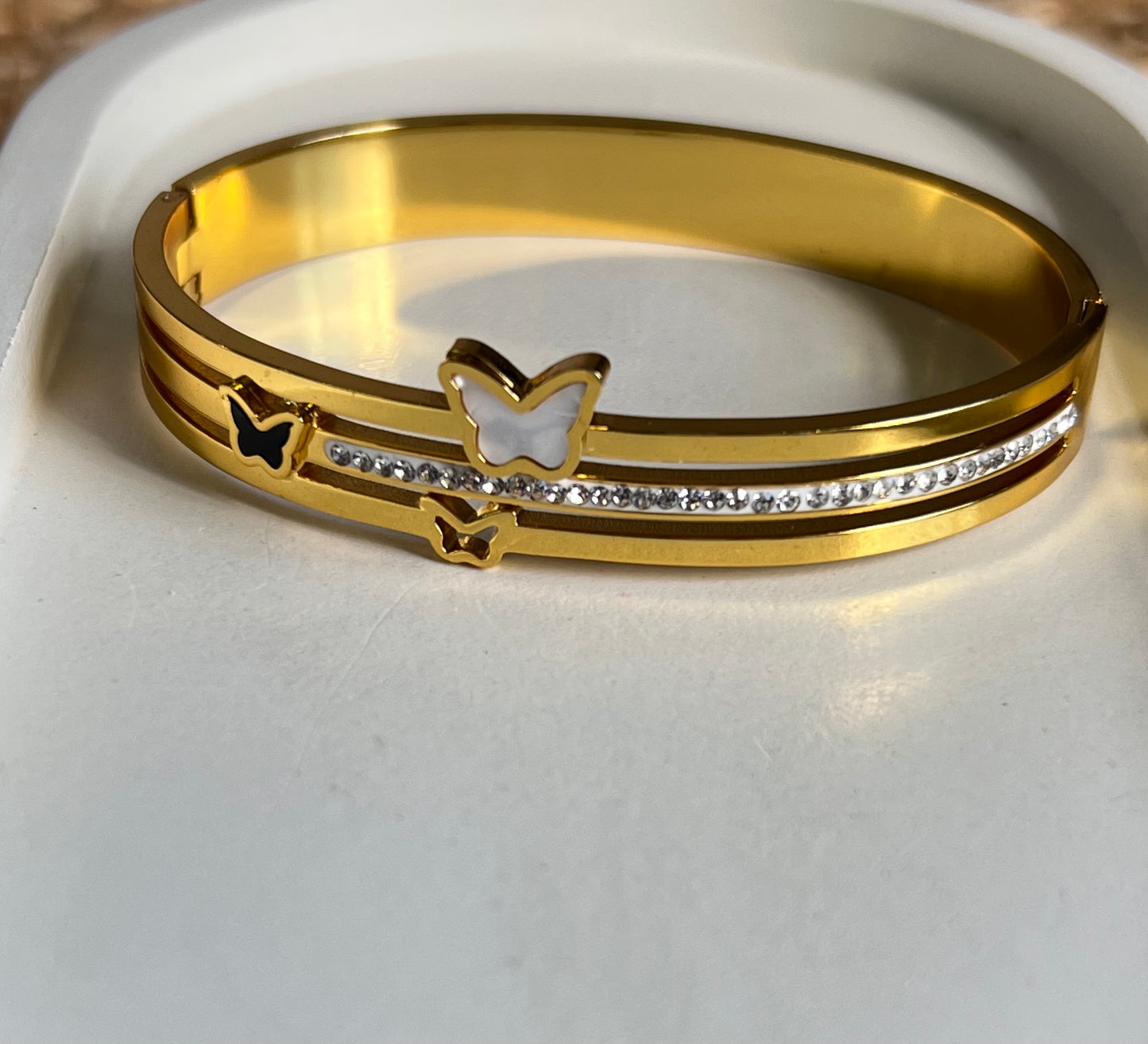 Golden Trio Butterfly Anti-Tarnish Kada