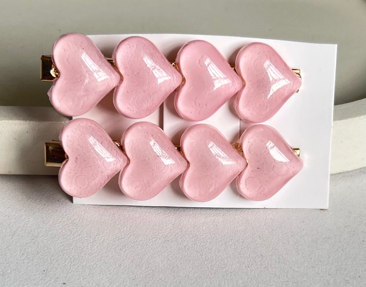 Korean Pink Heart Hair Clips ( 2 Pieces)