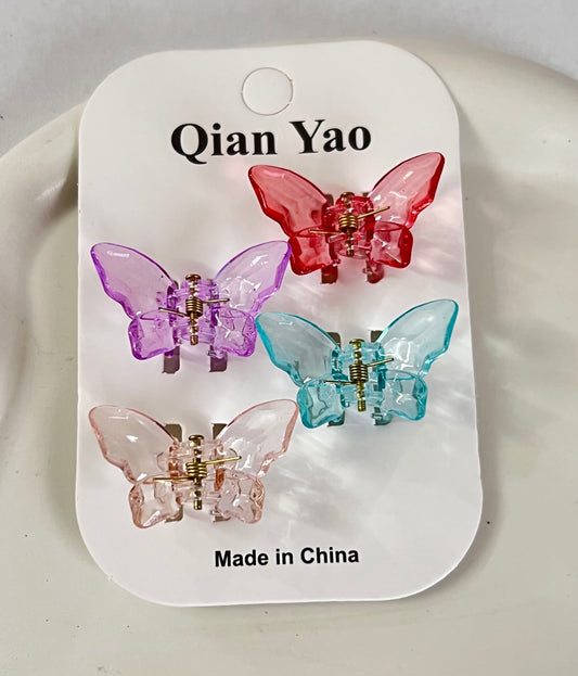 Rainbow Wings Mini Butterfly Combo Clips - ( Purple , Maroon, Beige & Teal)