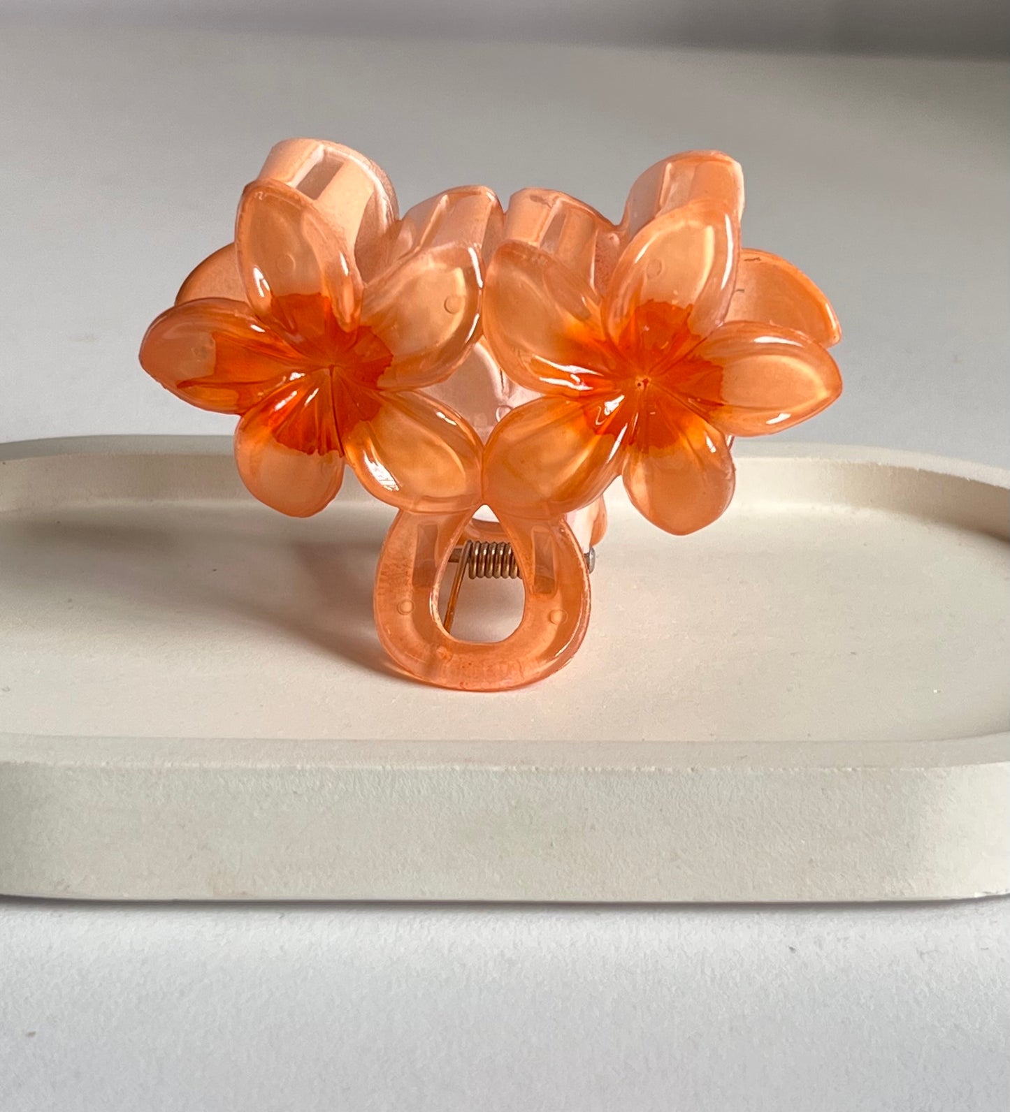 Double Bloom Medium Claw Clip - Orange