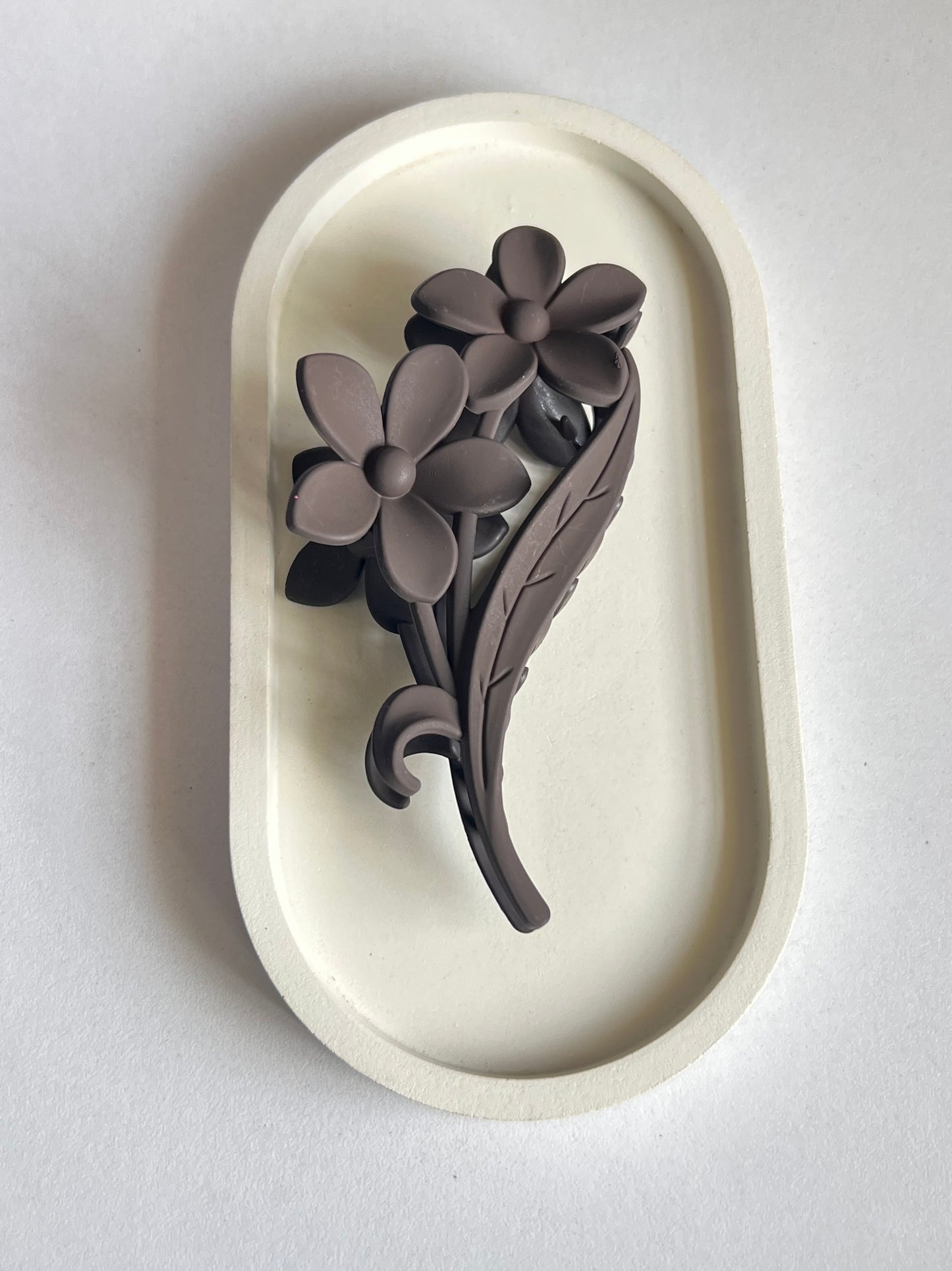 Floral Duo Hair Clip - Dark Brown