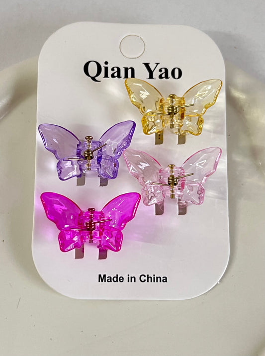 Rainbow Wings Mini Butterfly Combo Clips - ( Purple, Yellow, Dark Pink & Light Pink)