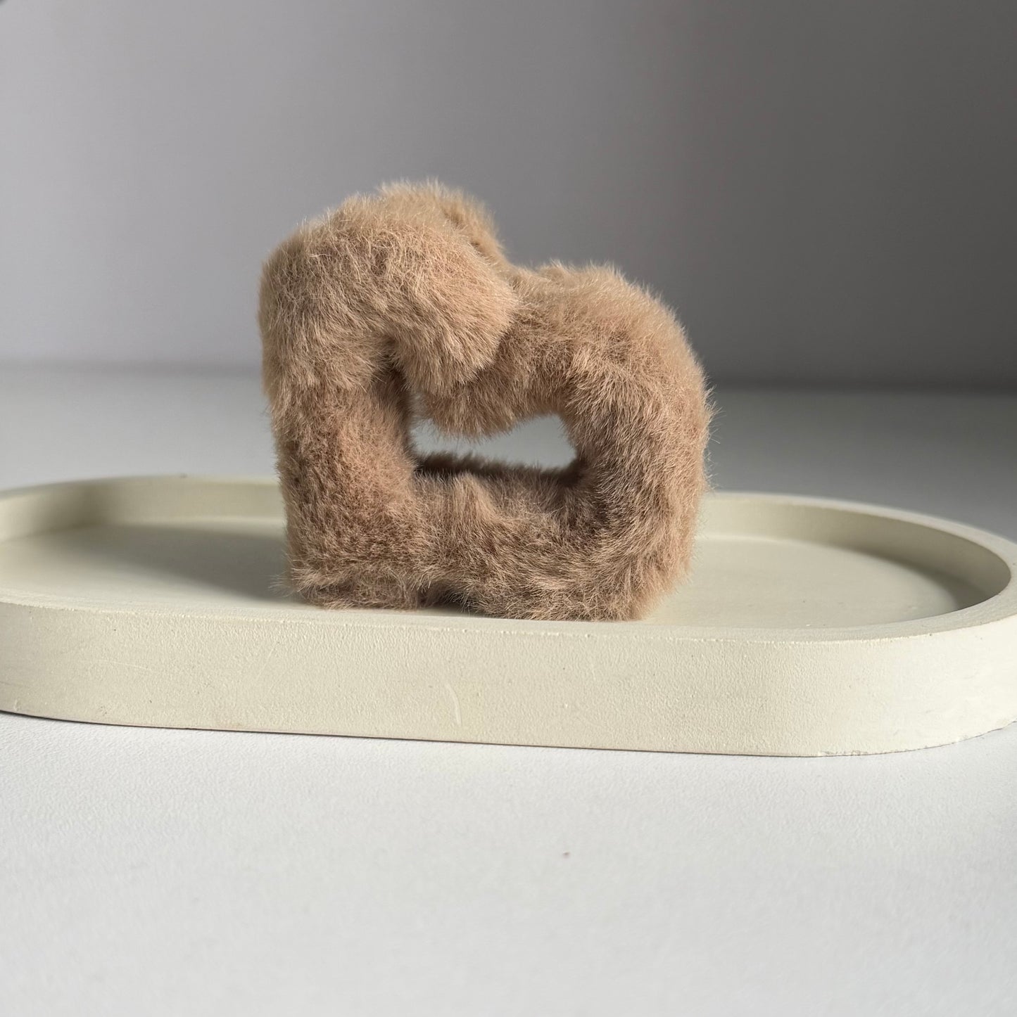 Furry Heart Claw Clip - Muted Brown