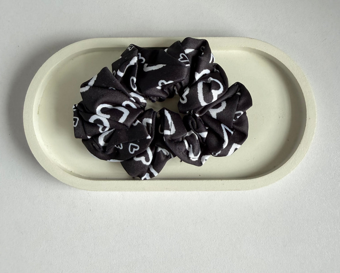 Midnight Heart Satin Scrunchie