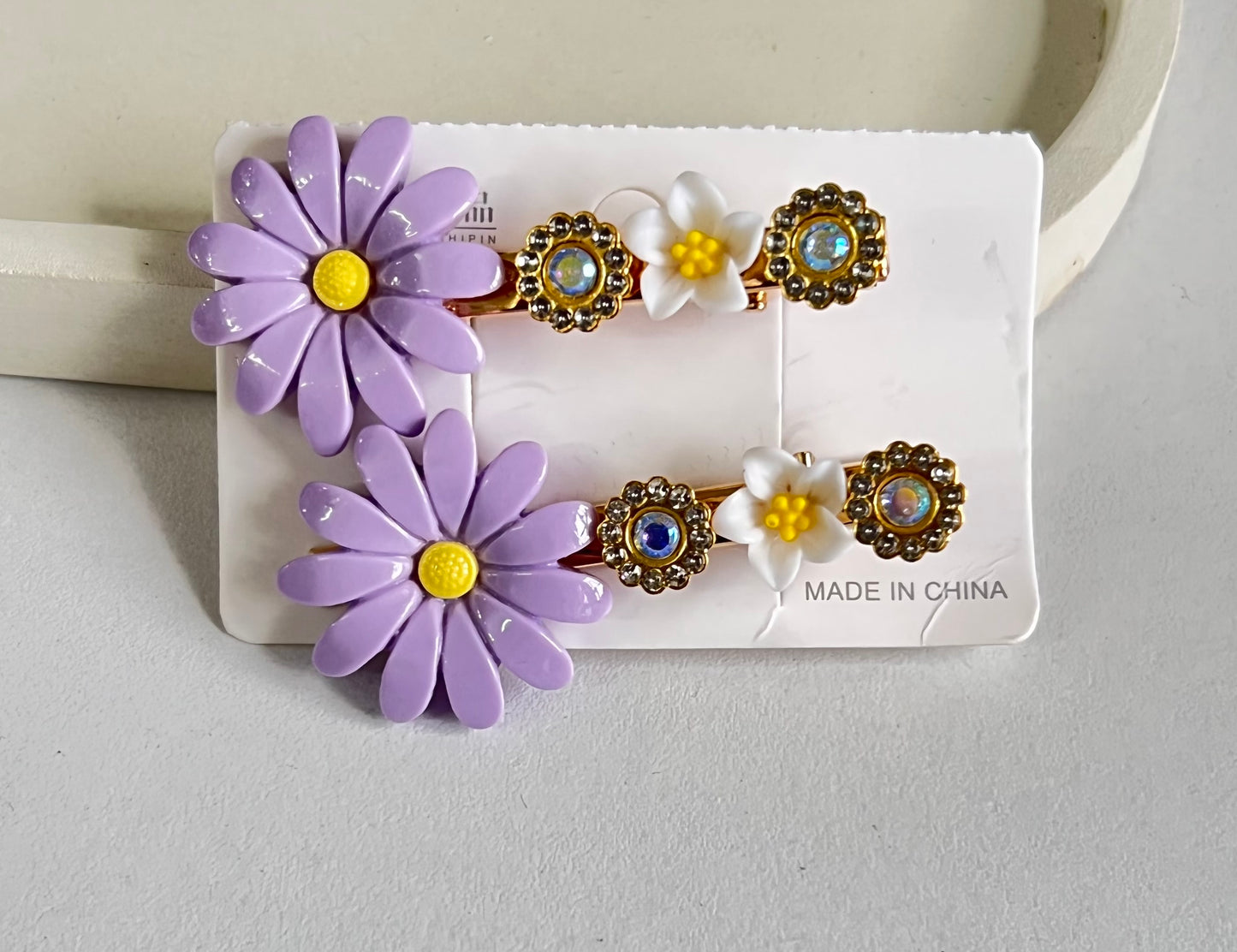 Korean Style Petal Grace Clips ( 2 Pieces) - Purple