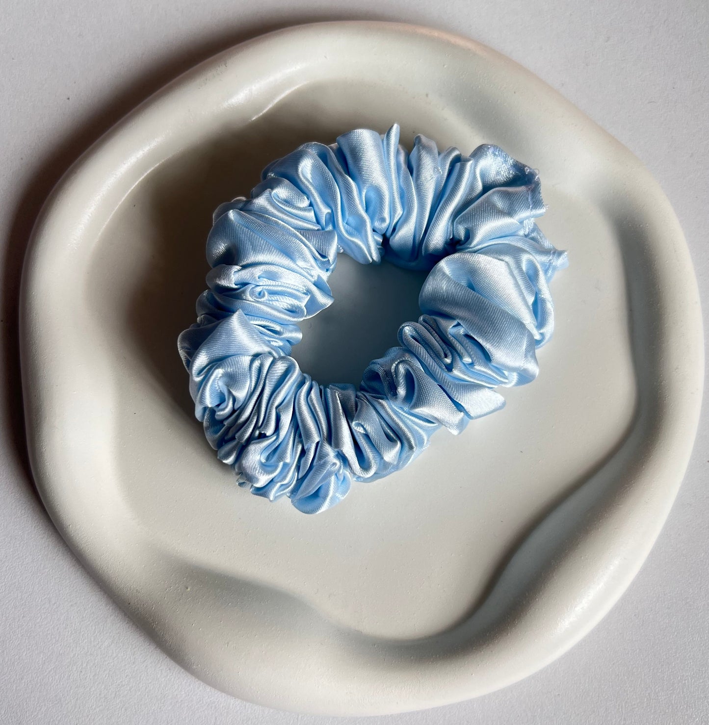 Soft Touch Elegance Satin Scrunchies - Light Blue