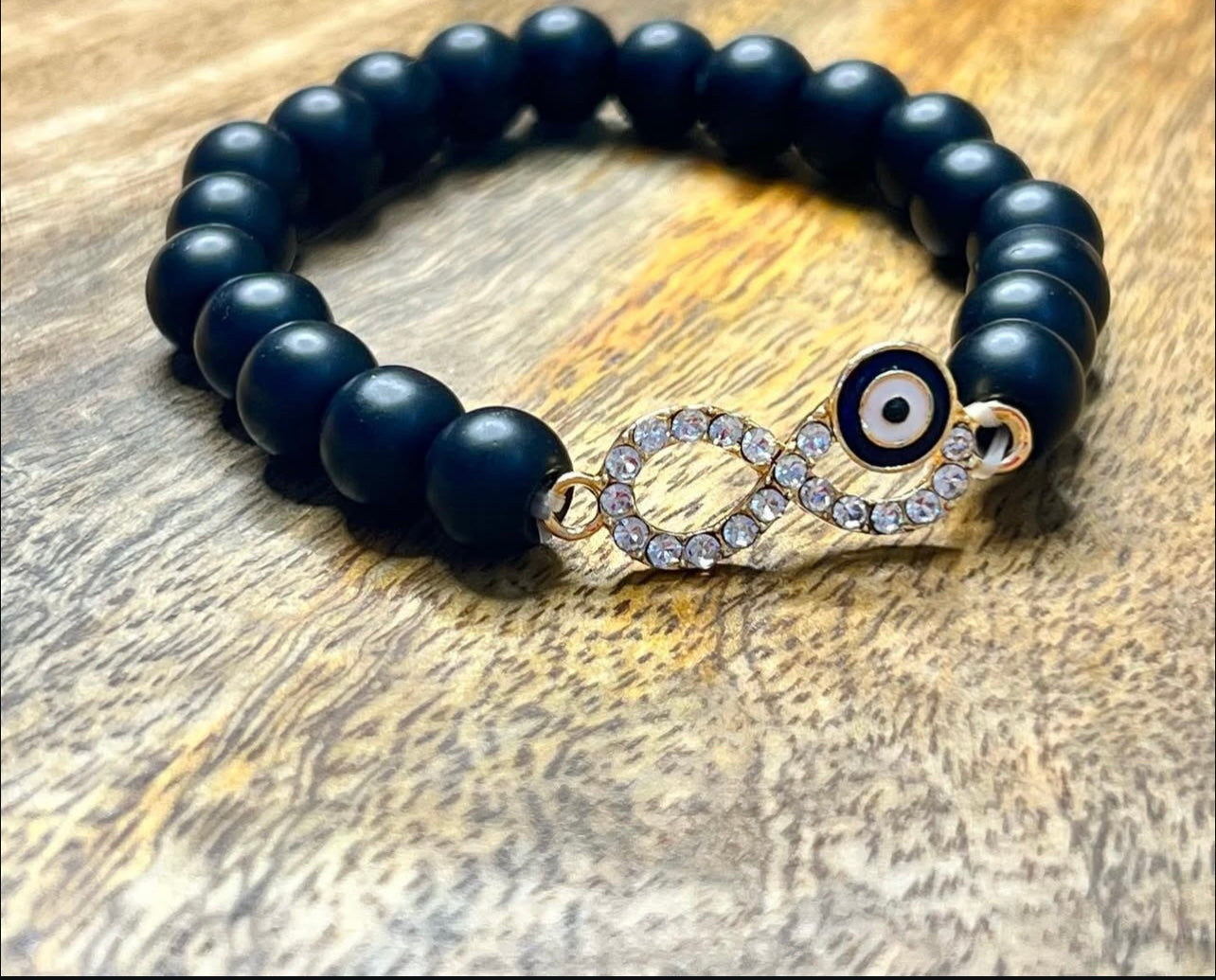 Trendy Black Evil Eye Infinity Bracelet