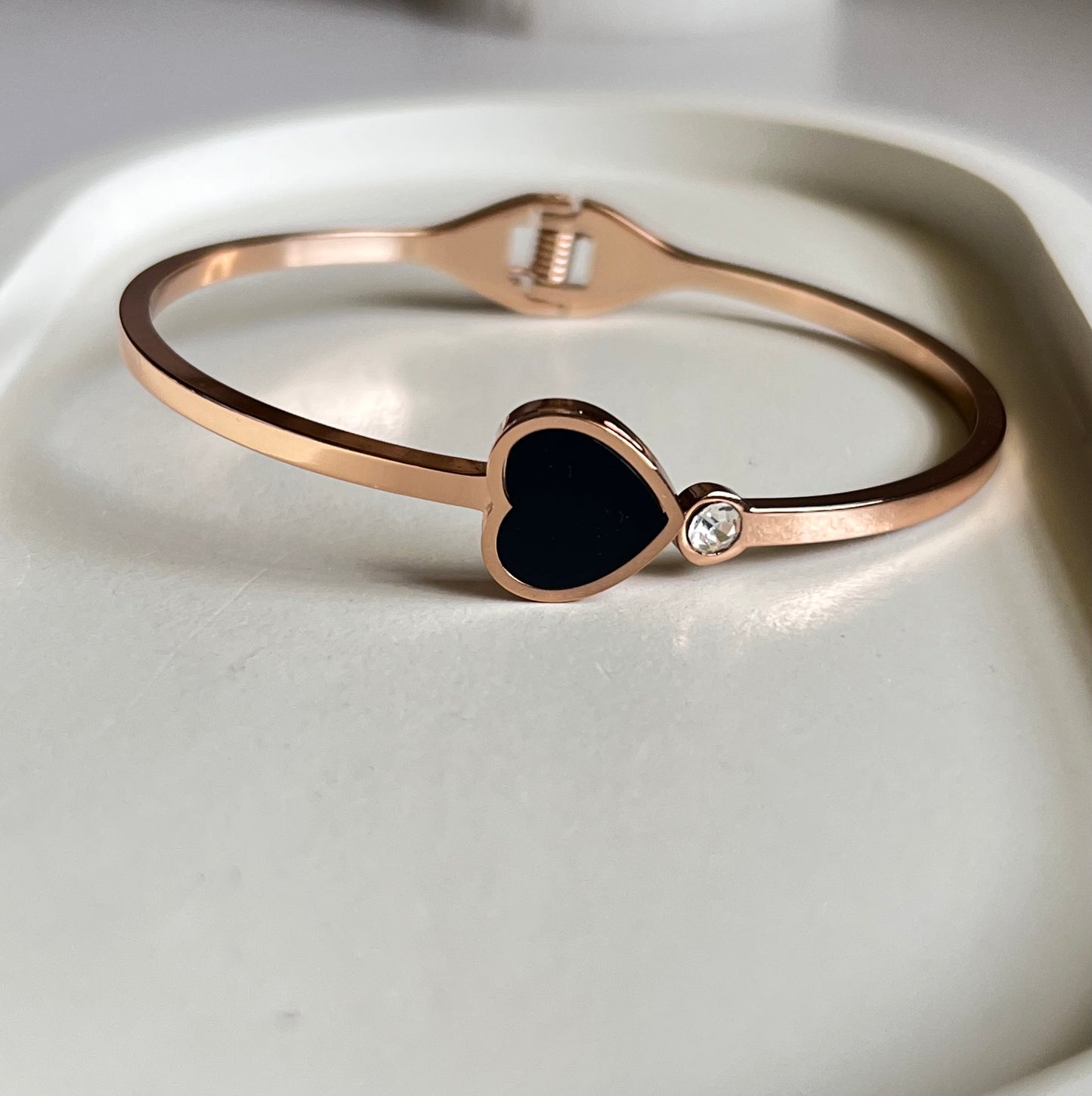 Timeless Love - Delicate Black Heart Kada Bracelet