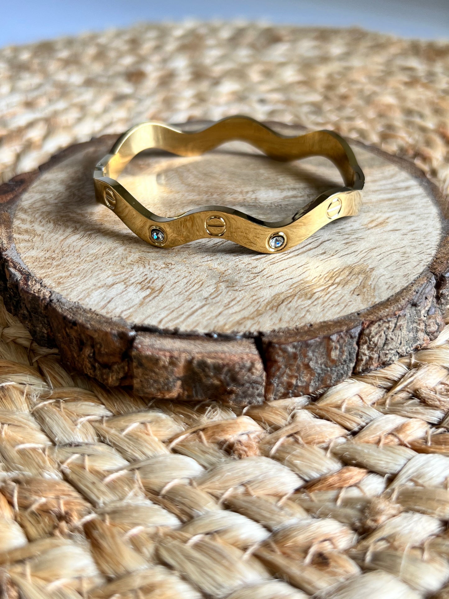 Forever Gleam Swirly Kada Bracelet - Gold