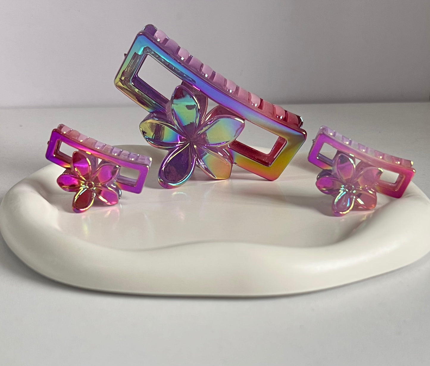 Holographic Harmony Trio Claw Clips - Purple