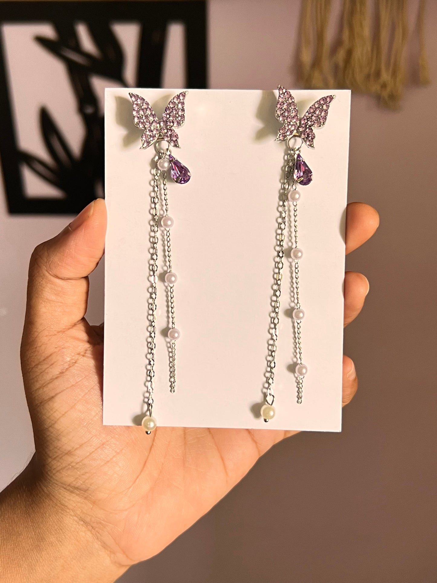 Korean Style Purple Butterfly Earrings