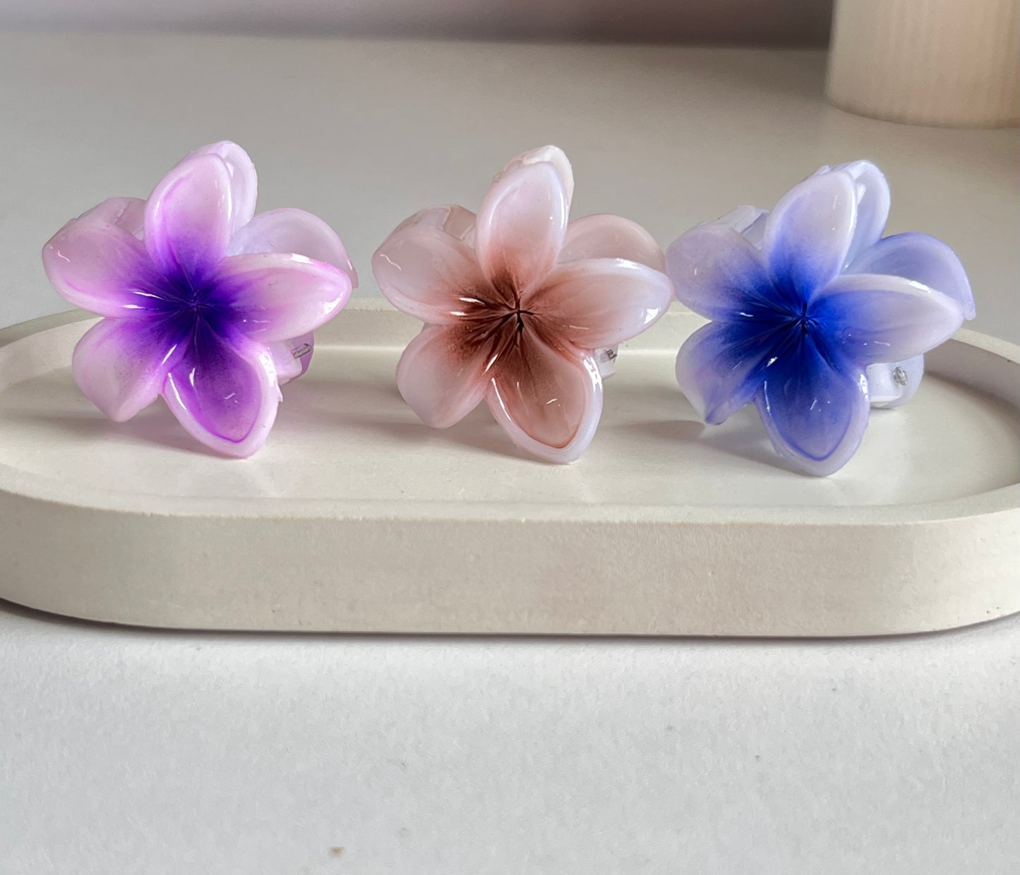 Blossom Trio Mini Hair Clips ( 3 Pieces) -Purple, Brown , Dark Blur