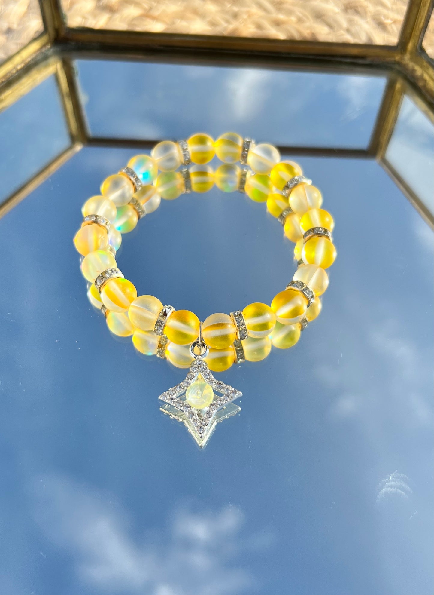 Aesthetic Yellow Star Aura Beads Bracelet