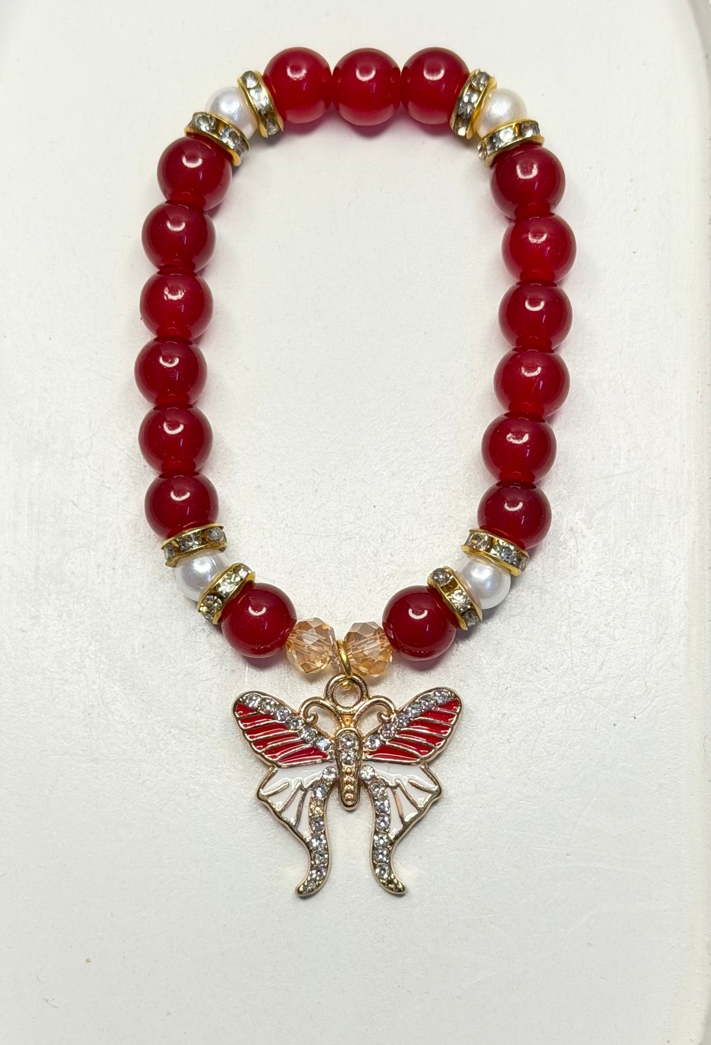 Sweet Scarlet Wings Beads Bracelet