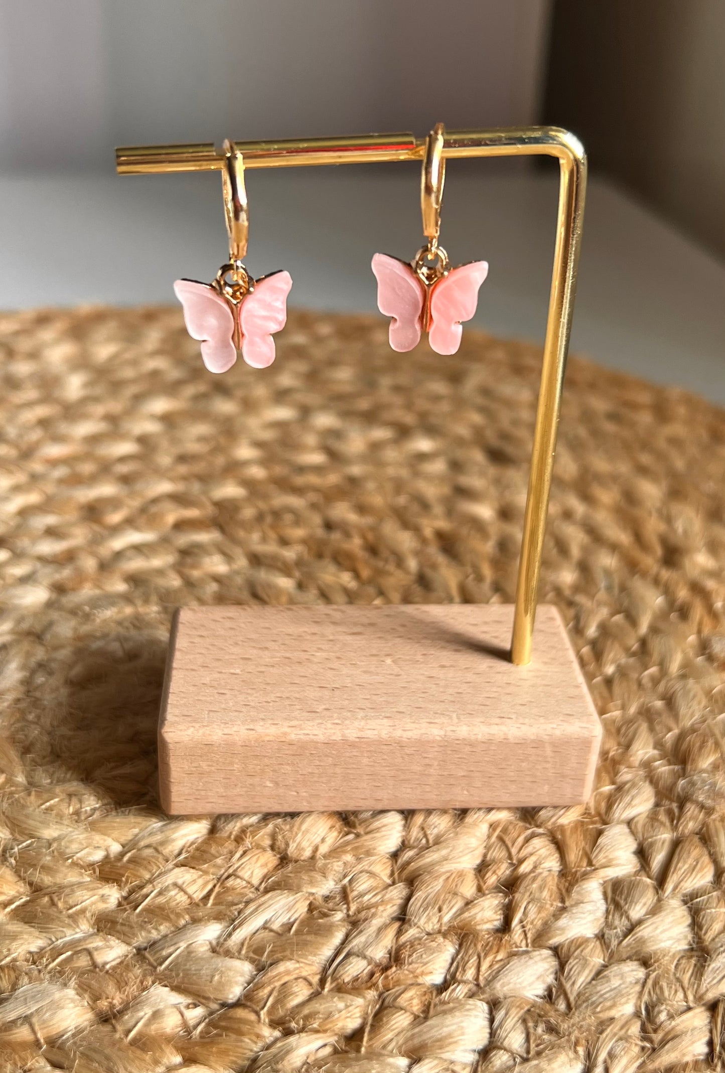 Fluttering Pink Butterfly Hoops Earrings Earrings