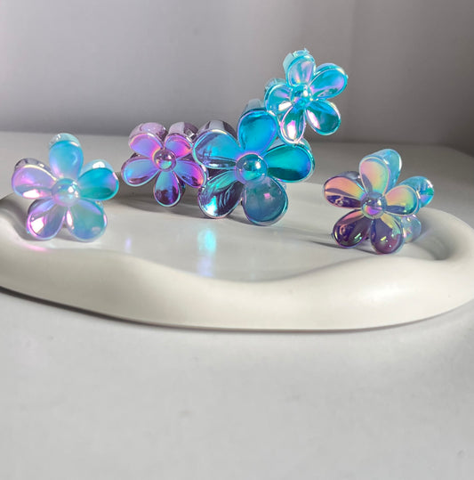 Aurora Bloom Trio Claw Clips - Pinkish Blue