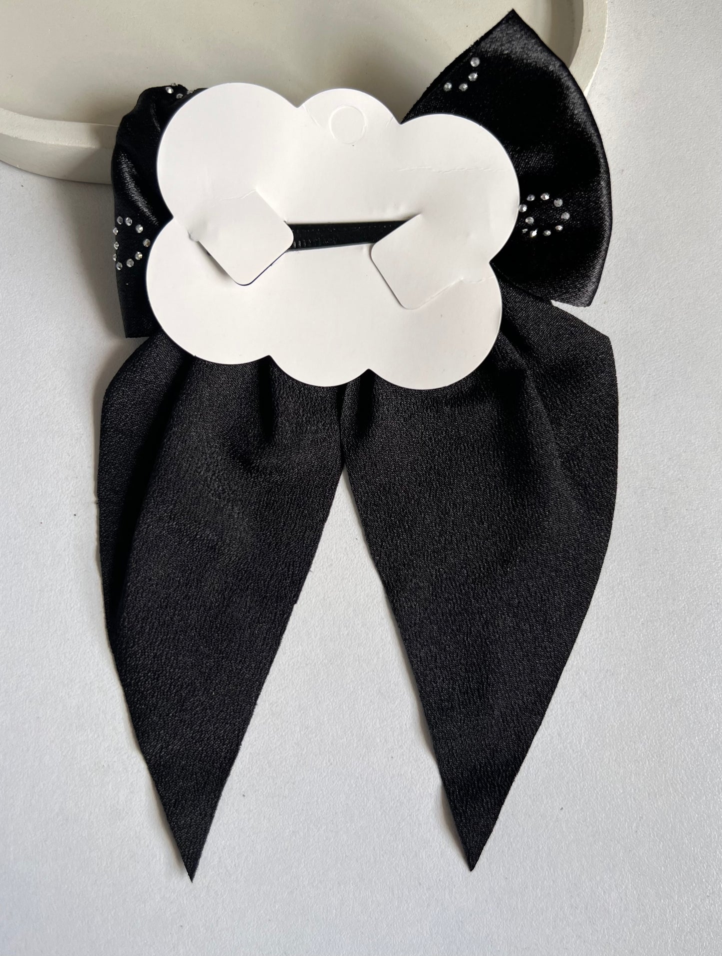 Celestial Satin Bow Hair Clip - Black