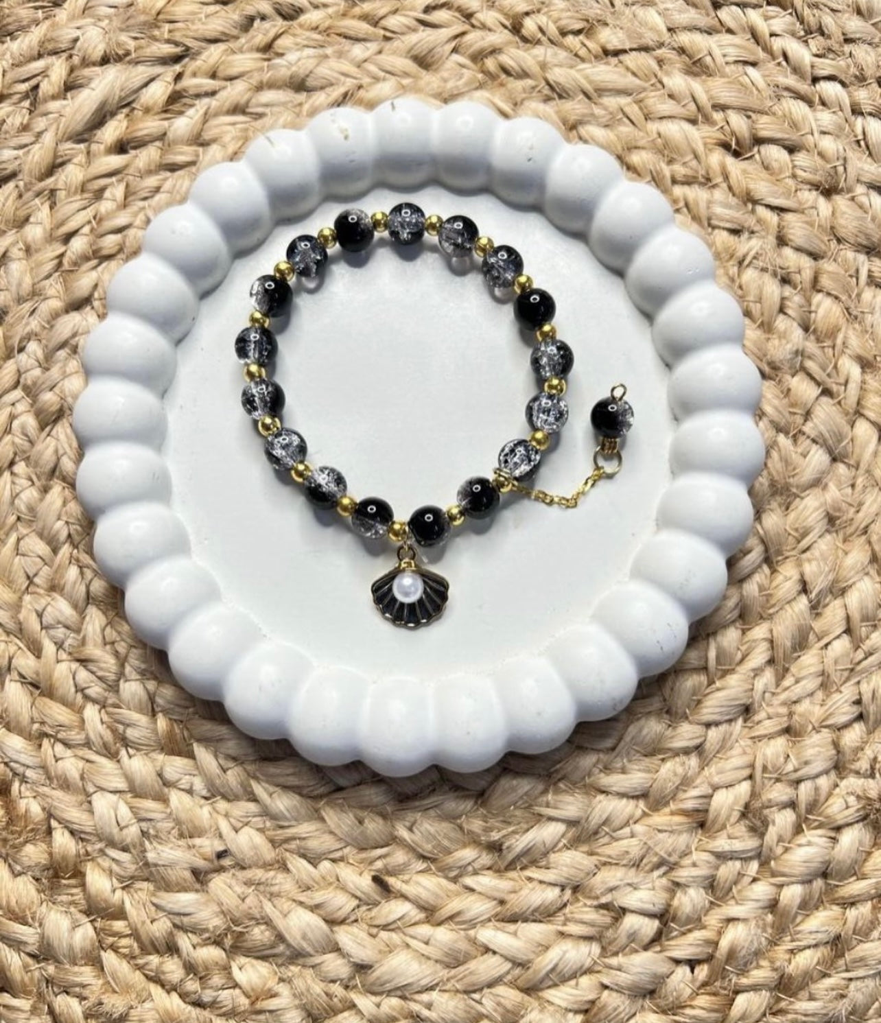 Korean Style Black Shiny Pearl Shell Bracelet