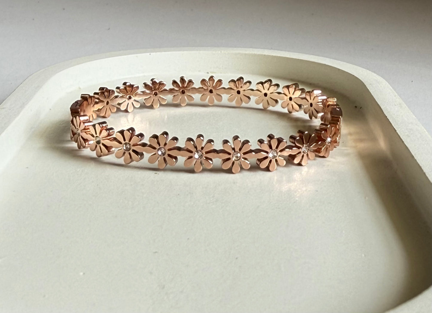 Rose Gold Petal Kada Bracelet- Anti- Tarnish - Regular Size
