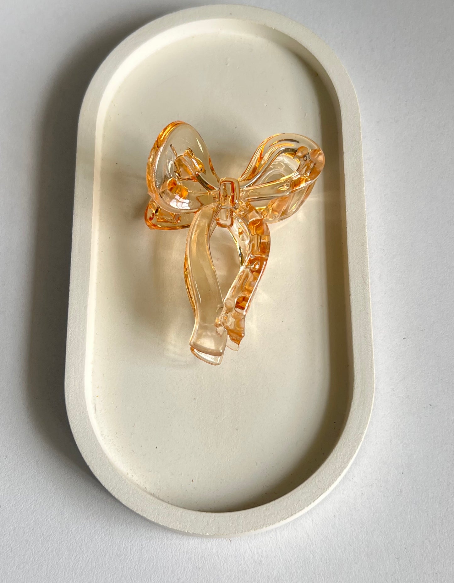 Glossy Bow Claw Clip - Beige