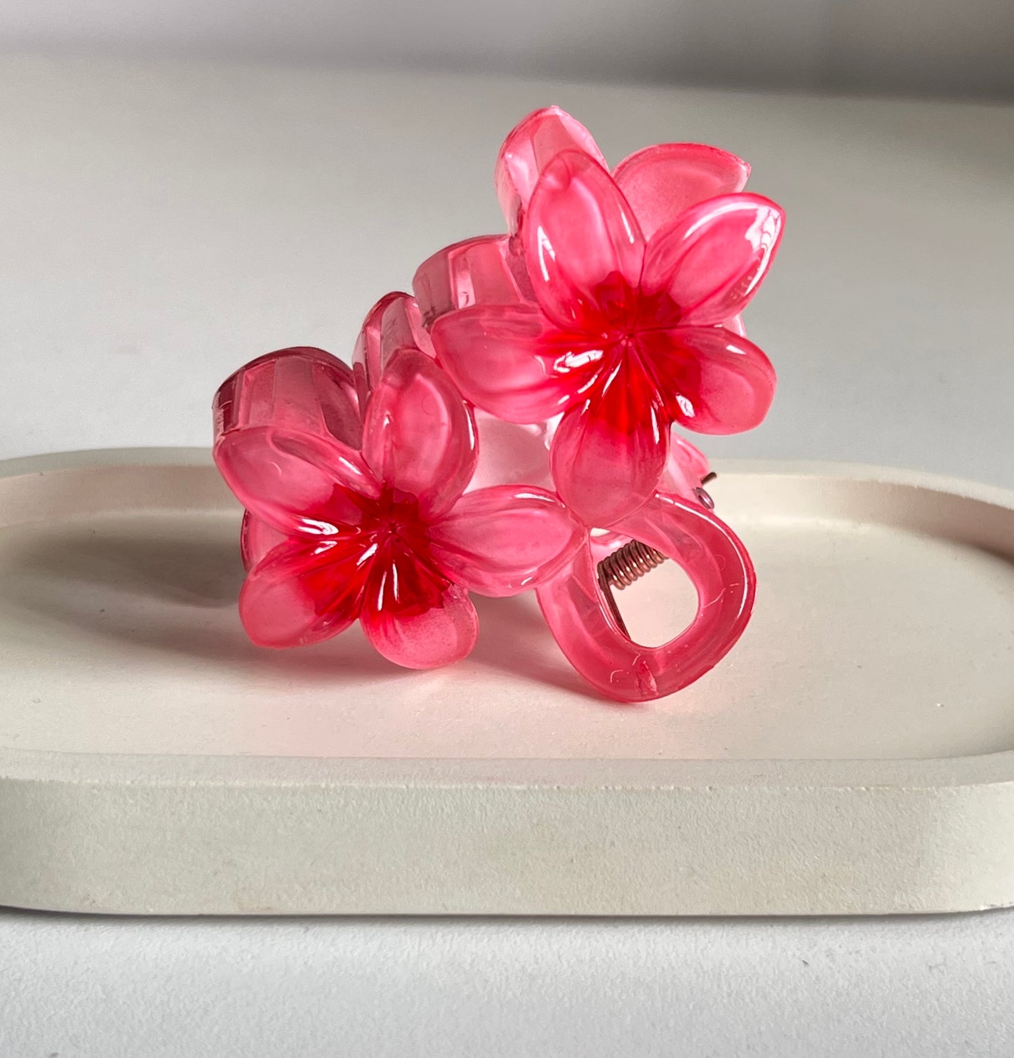 Double Bloom Medium Claw Clip - Pink