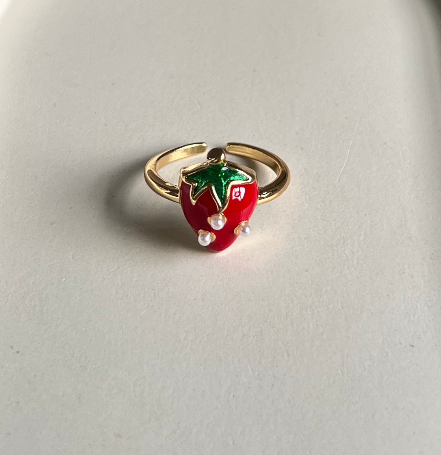 Strawberry Glaze Ring - Anti-Tarnish & Adjustable