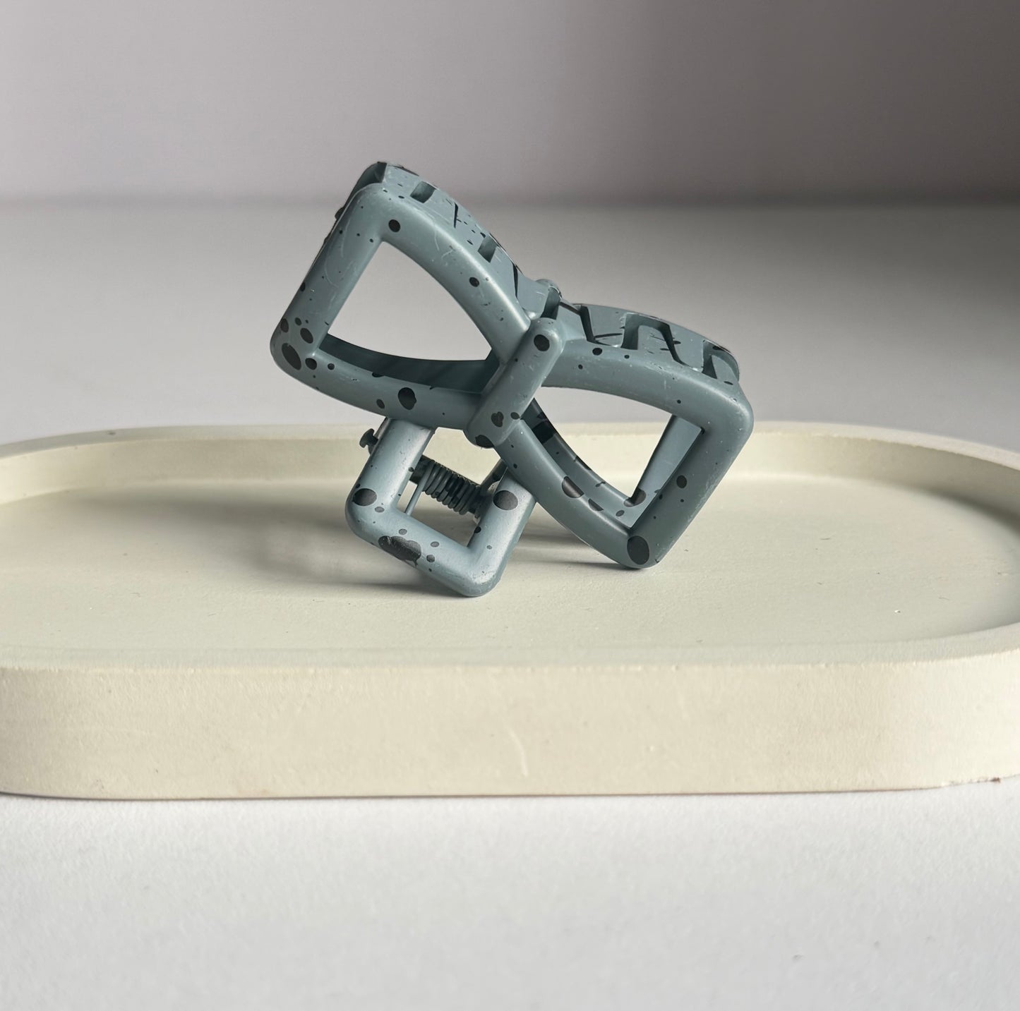 Sweet Polka Bow Claw Clip - Grey