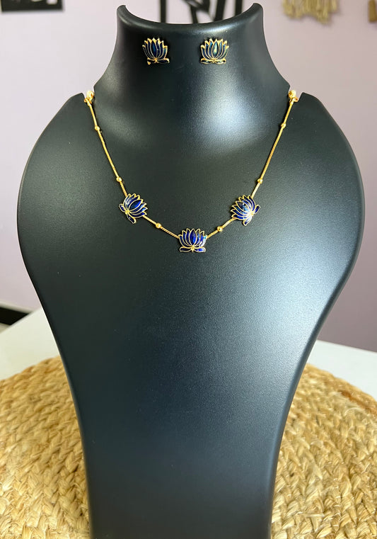 Lotus Elegance Choker Set - Dark Blue