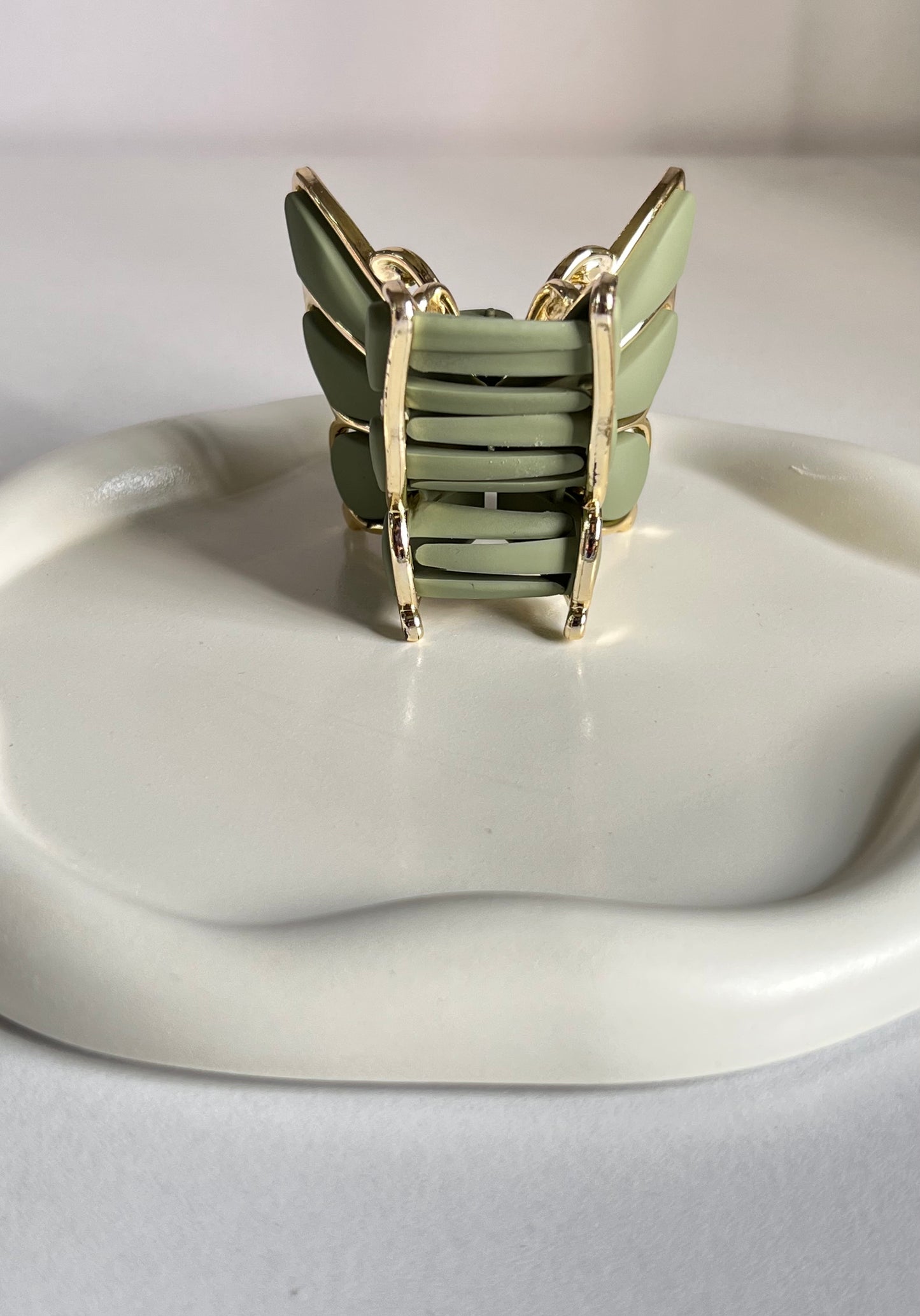 Luxe Flutter Butterfly Claw Clip - Olive Green