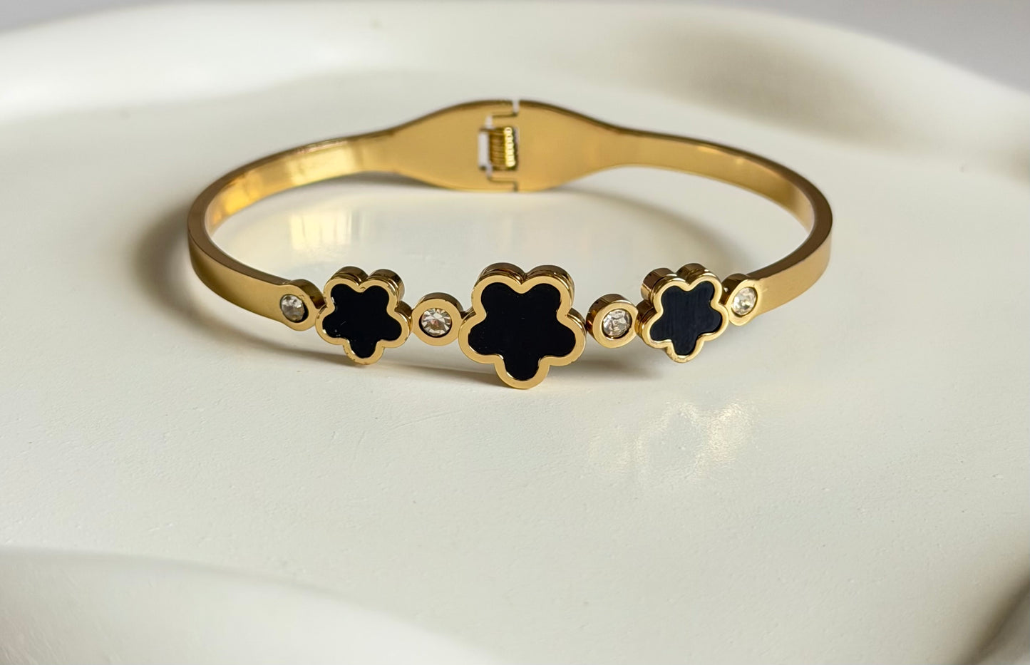 Elegant Triple Flower Anti Tarnish Kada Bracelet - Regular Size