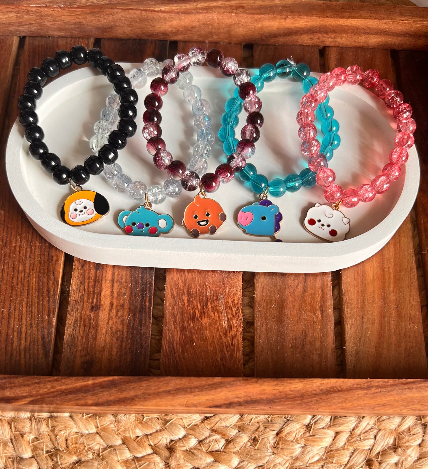 Cute BTS BT21 Character Charm Bracelets - Set Of 5