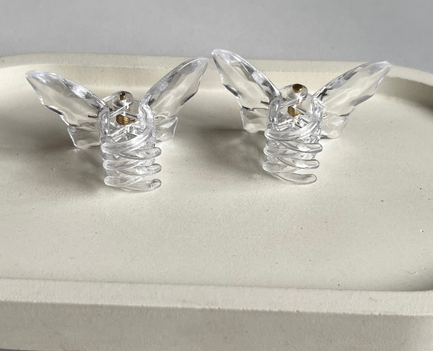 Twin Wings Mini Butterfly Hair Clips ( 2 Pieces) - Clear
