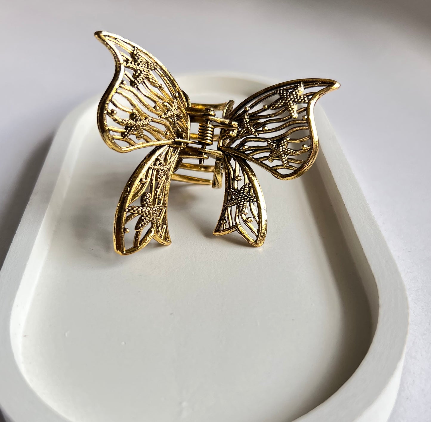 Elegant Bow Butterfly Hair Clutcher Clip - Gold