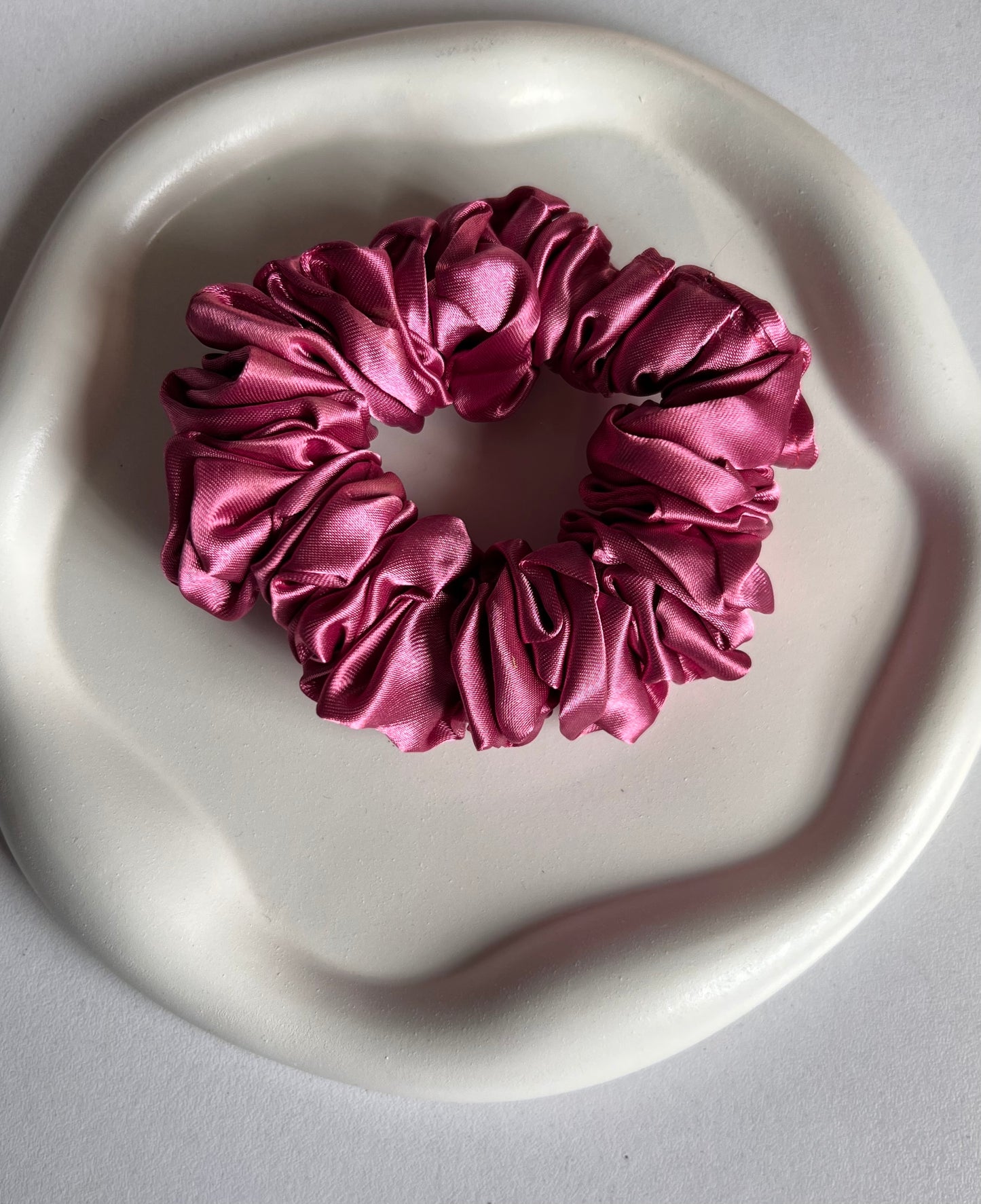 Soft Touch Elegance Satin Scrunchies - Dark Pink