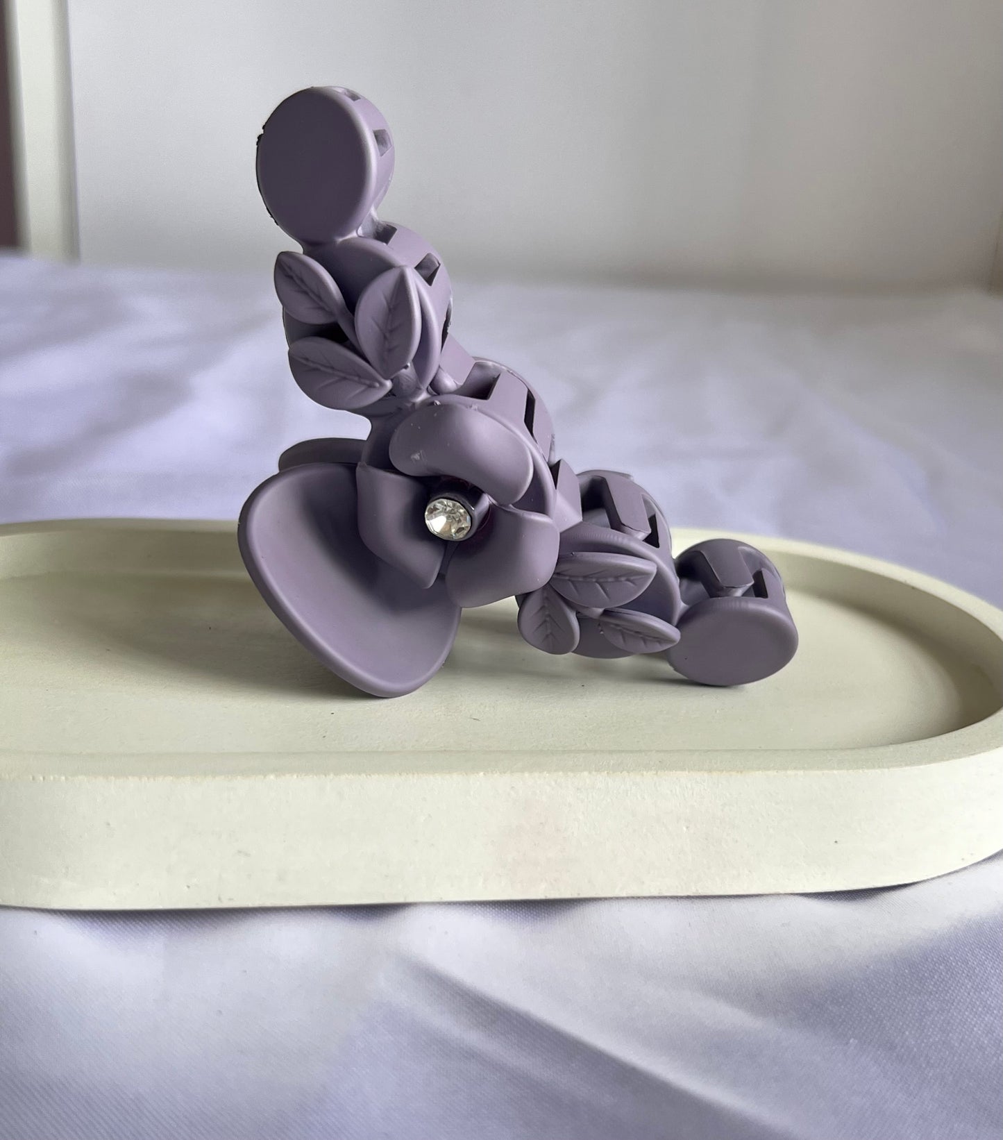 Floral Whisper Claw Clip - Dark Grey