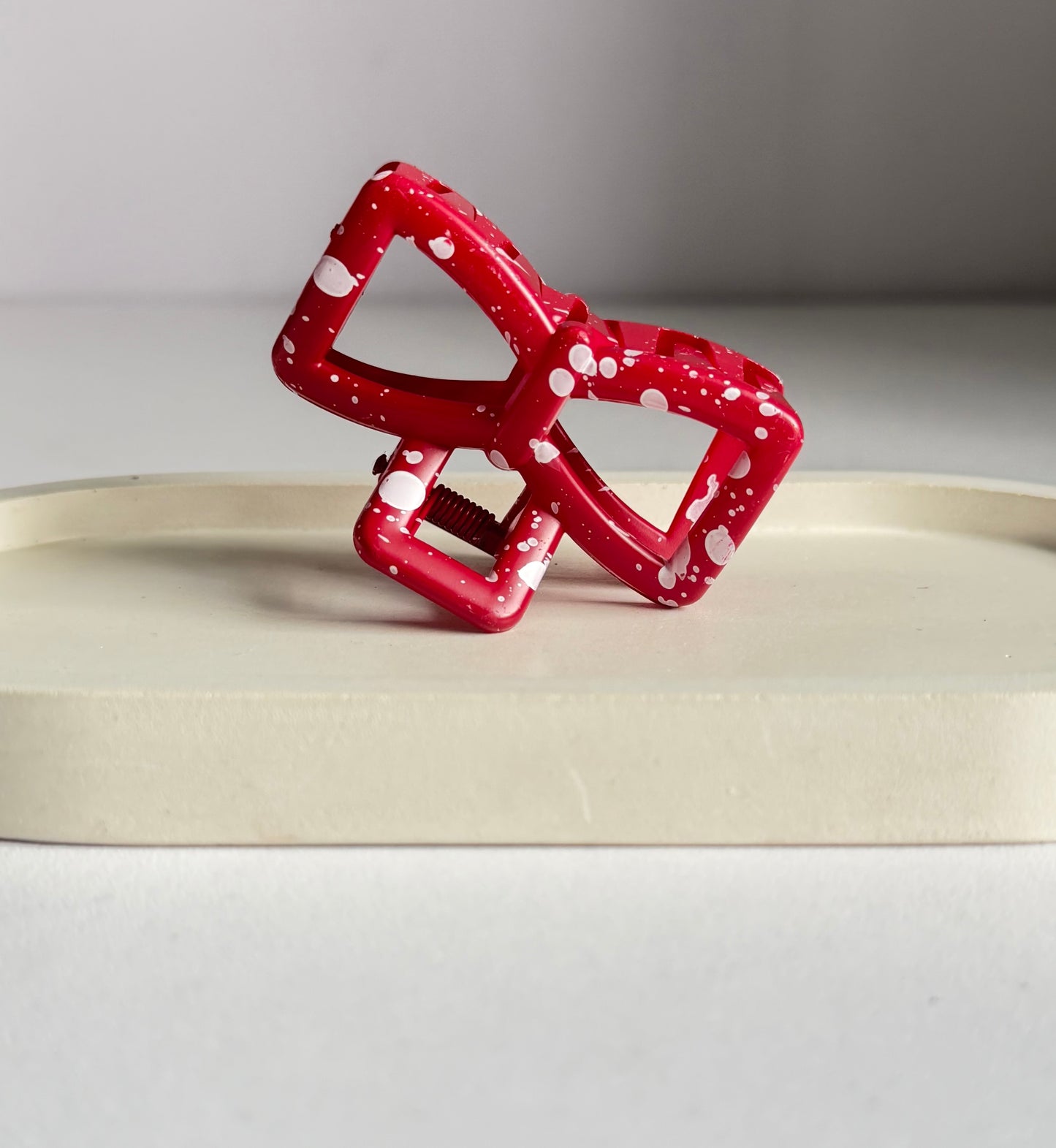 Sweet Polka Bow Claw Clip - Red