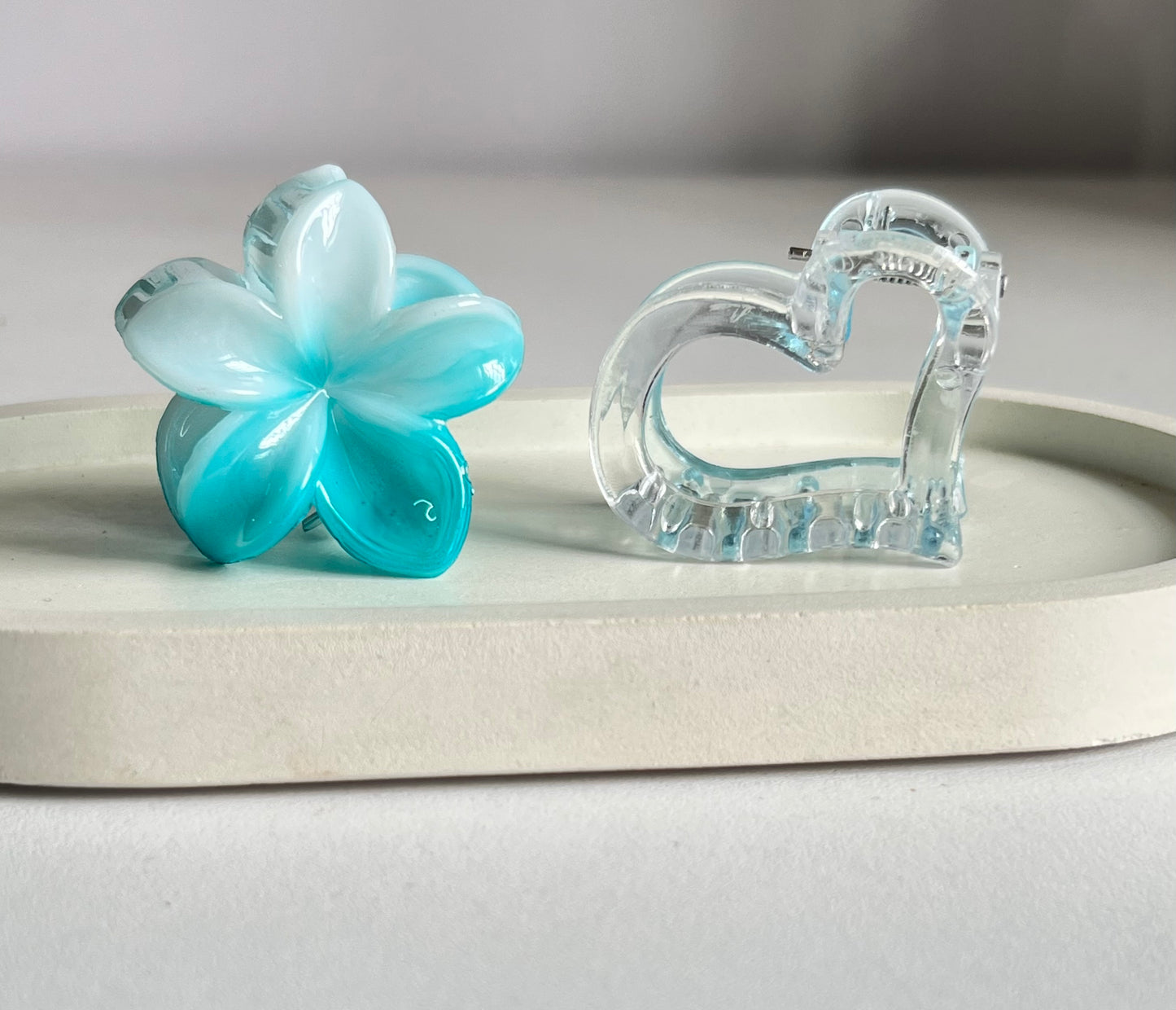 Flower Kiss & Heart Bliss Mini Clips (2 Pieces) - Light Blue